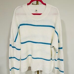 White and Blue Striped Sweater